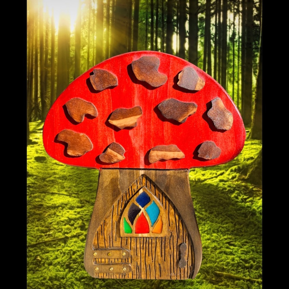 Solid Wood Mushroom Fairy Gnome Door